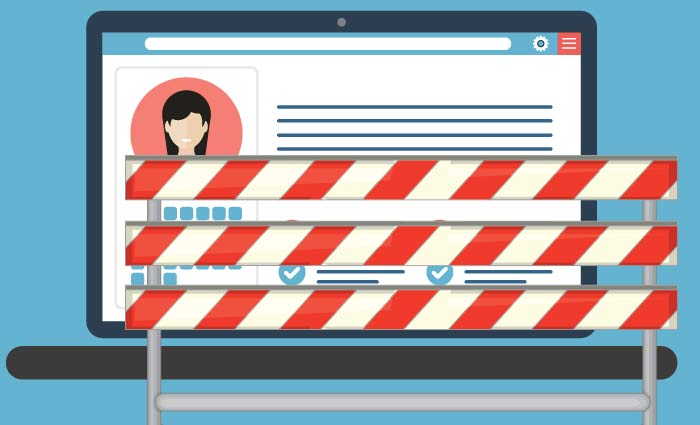 Eine Website hinter einer Barriere